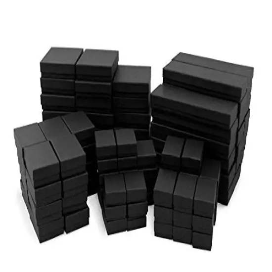 Matte Black Paper Jewelry Box Mix #B99 (Case of 100) {1}