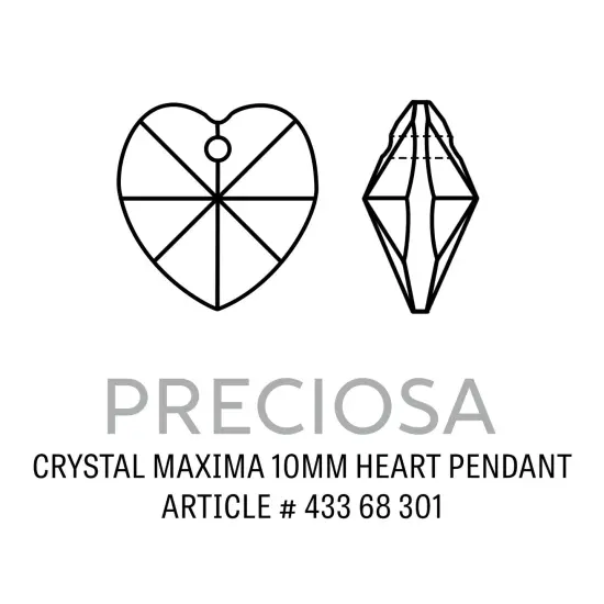 Preciosa Crystal Heart Pendant 10mm Crystal Labrador (Package of 5) {2}