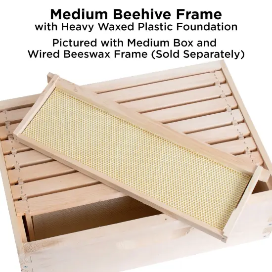 Stoney Acres Beekeeping Beehive Frame, Waxed Plastic Foundation, Medium Assembled, Honey Bee Hive, Amish Made {5}