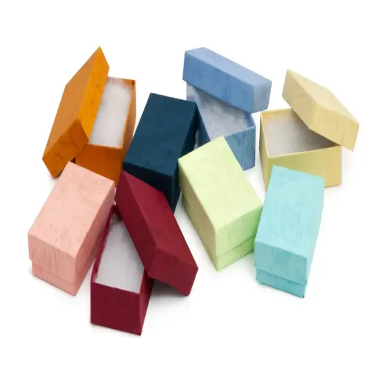 Multi Pastel Color Jewelry Gift Packaging Cotton Filled Box 2" x 1" (Package of 100) {1}