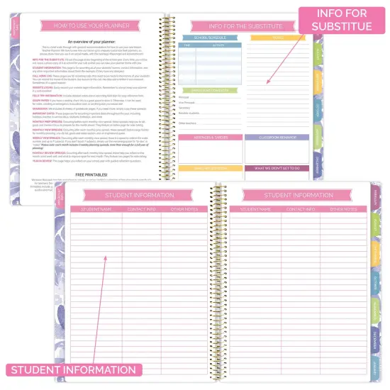 bloom daily planners Undated Teacher Planner & Calendar, Watercolor Floral {5}