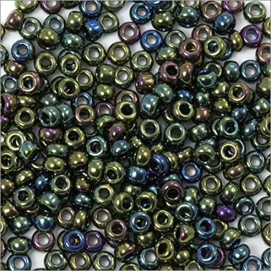 Czech Seed Beads - 8/0 Green Iris (10 Grams) {2}