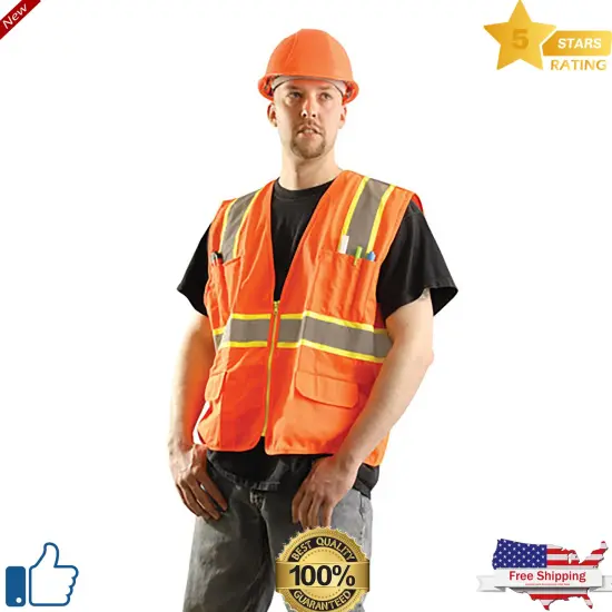 Radyan&reg; High Visibility Safety Vest with Zipper Reflective Jacket {4}