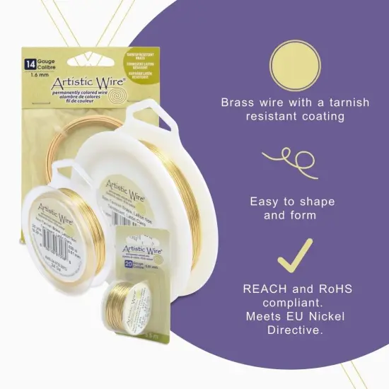 Artistic Wire Brass Gold Color Craft Wire - Solid Uncoated 26 Gauge Wrapping Jewelry Making & Crafting Wire {5}