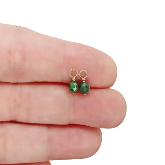Tiny Emerald Charms with 14K Gold-Filled Wire, 2 pieces, Adorabilities {3}