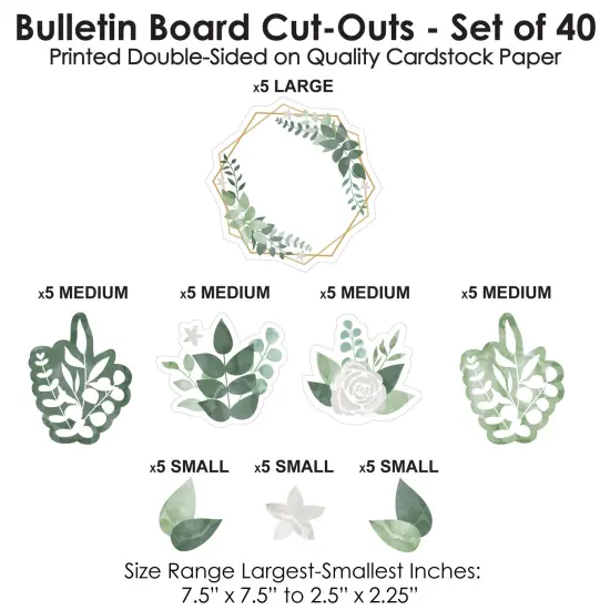 Big Dot of Happiness Eucalyptus Greenery - DIY Classroom Decorations - Bulletin Board Cut-Outs - Set of 40 {4}
