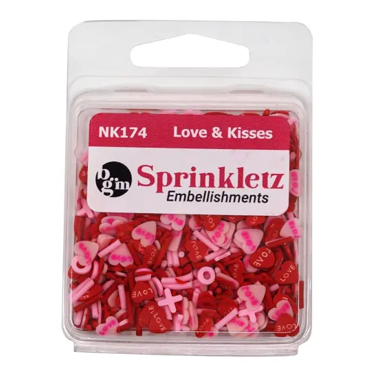 Buttons Galore Sprinkletz Embellishments for Crafts, Tiny Polymer Clay Shapes & Unique Designs - Love and Kisses - 3 Pack {3}