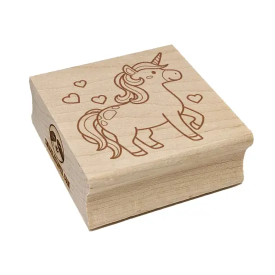 Cute Unicorn with Hearts Square Rubber Stamp for Stamping Crafting {7}