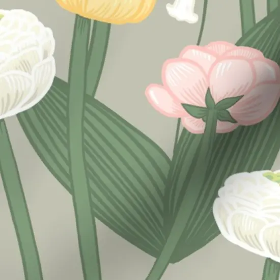 Various Fabrics by the Yard or Fat Quarter Lily Of The Valley Spring Floral Large Scale Pastel Pink Yellow Custom Printed Fabric by Spoonflower {7}