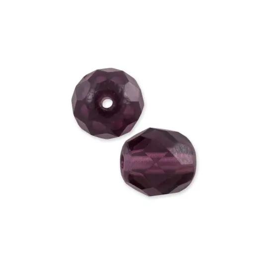 Czech Fire Polished Glass Round Beads 8mm Amethyst (Package of 25) {1}