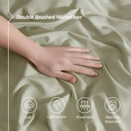 Nestl Double Brushed Microfiber Duvet Cover Set Sage Green {4}