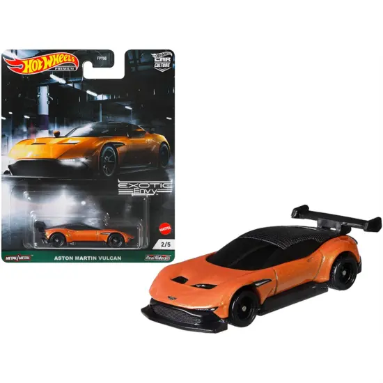 Aston Martin Vulcan Orange Metallic "Exotic Envy" Series Diecast Model Car by Hot Wheels {1}