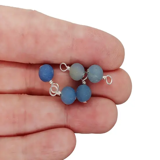 Matte Blue Aventurine 6mm Bead Dangles, Small Gemstone Charms, 5 or 10 pieces, Adorabilities {1}