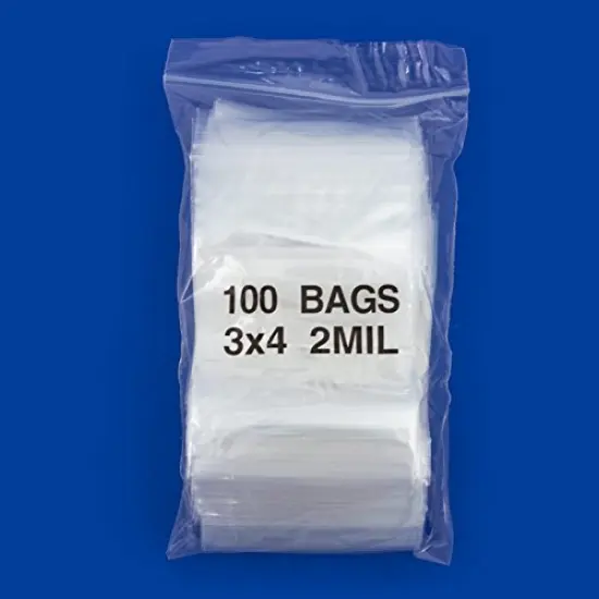 Clear Plastic Reclosable Zipper Bags 3x4 W/White Block (Package of 100) {3}
