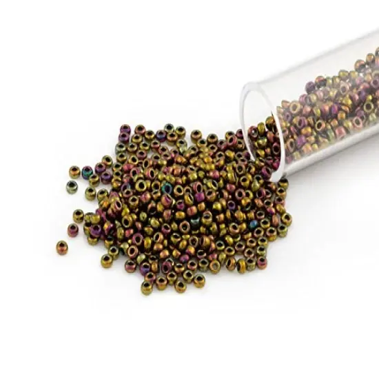 Miyuki Round Rocaille Seed Bead 15/0 Metallic Brass Iris {1}