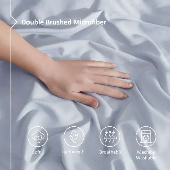 Nestl Double Brushed Microfiber Duvet Cover Set Ice Blue {4}