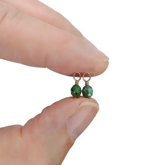Tiny Emerald Charms with 14K Gold-Filled Wire, 2 pieces, Adorabilities {2}