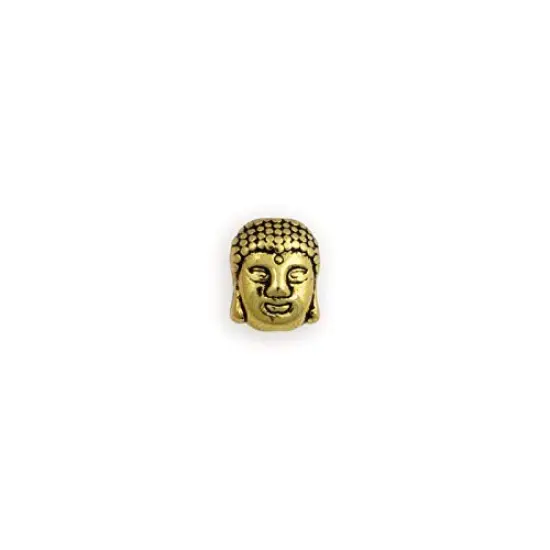 11x9 Gold Plated Pewter Buddha Head Bead {1}
