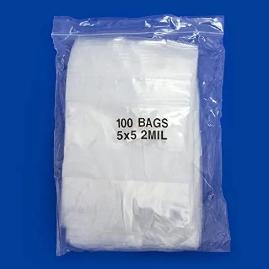 Clear Reclosable Zipper Bags 5x5 W/White Block (Package of 100) {3}