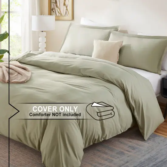 Nestl Double Brushed Microfiber Duvet Cover Set Sage Green {2}