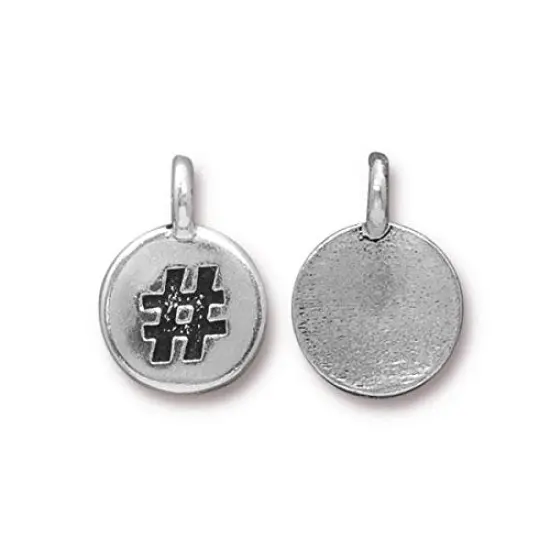 TierraCast 11mm Antique Silver Plated Hashtag Charm {1}