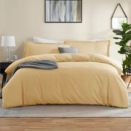 Nestl Double Brushed Microfiber Duvet Cover Set Camel Gold {1}