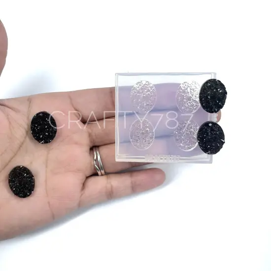 Oval Druzy Earring Silicone Mold {1}