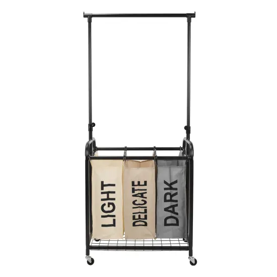 Oceanstar 3-Bag Rolling Laundry Sorter with Adjustable Hanging Bar, Color Multicolor {4}