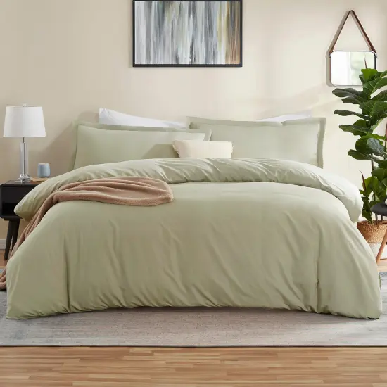 Nestl Double Brushed Microfiber Duvet Cover Set Sage Green {1}