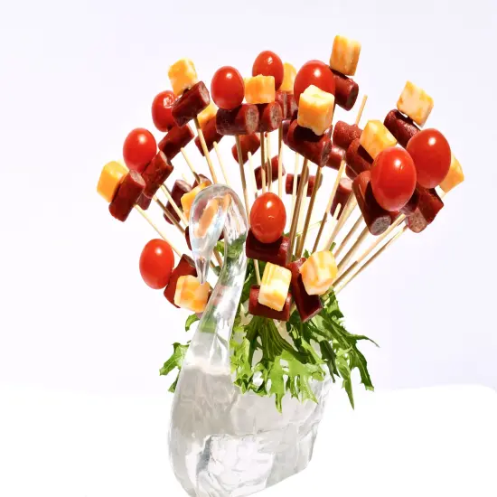 Skewer Food Server, The Elegant Swan Set Includes 100 All Natural Bamboo Skewers to display bite-sized fruits, vegetables, meats, cheese, desserts, and other appetizers. {2}