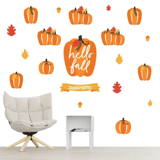 Big Dot of Happiness Fall Pumpkin - Peel and Stick Kitchen and Home Decor Vinyl Wall Art Stickers - Wall Decals - Set of 20 {1}