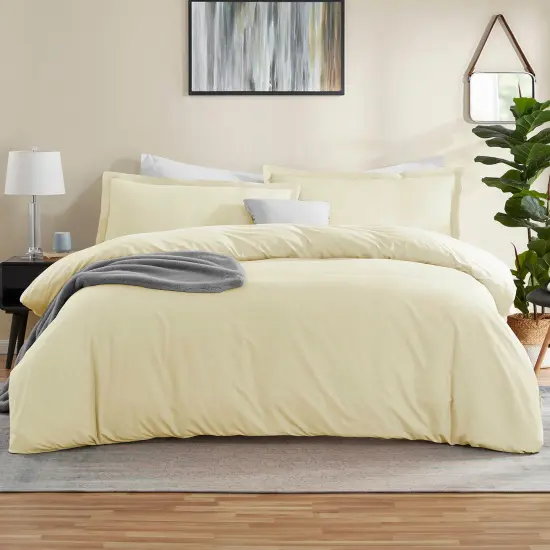 Nestl Double Brushed Microfiber Duvet Cover Set Vanilla Yellow {1}