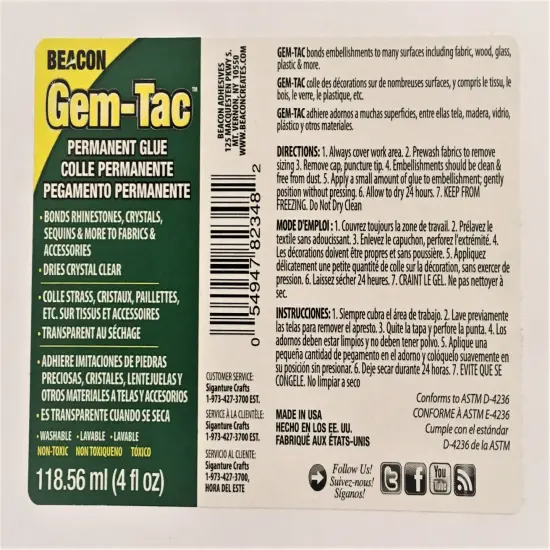 Beacon Gem-Tac Permanent Adhesive, 4-Ounce {6}