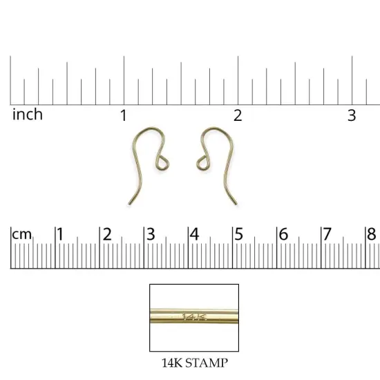 JewelrySupply 14k Yellow Gold 18mm Shepherd Hook Ear Wires (1 Pair of 14KT Gold Earrings) {2}