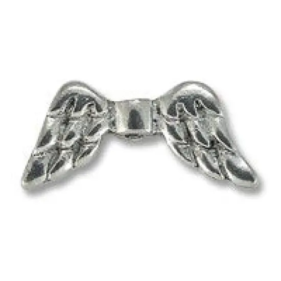 JewelrySupply Bead Angel Wing 20x9mm Pewter Antique Silver Plated (1-Pc) {1}