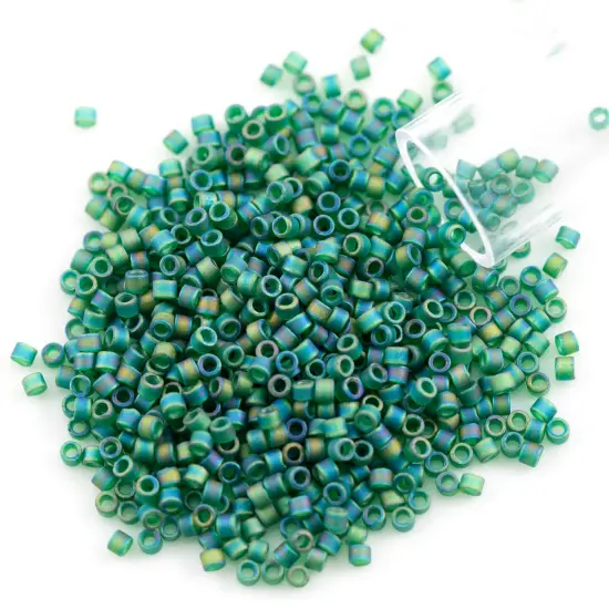 Miyuki Delica Seed Bead 11/0 Matte Transparent Dark Green AB {1}