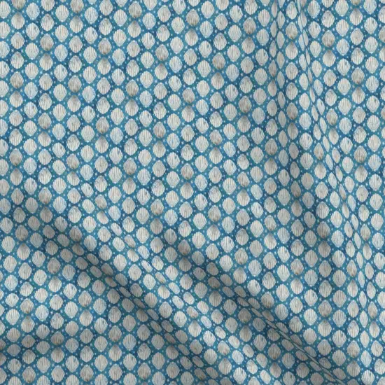 Various Fabrics by the Yard or Fat Quarter Blue Ocean Nautical Seashells Scallop Shell Coastal Small Scale Seafood Clams Stripes Custom Printed Fabric by Spoonflower {5}