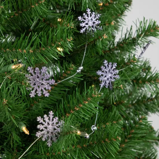 Northlight 5' x 2" Purple Snowflake Christmas Garland with Silver Beads, Unlit {3}