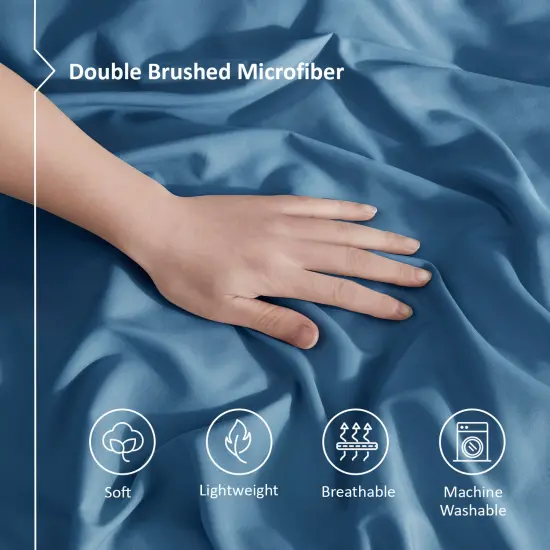 Nestl Double Brushed Microfiber Duvet Cover Set Blue Heaven {4}