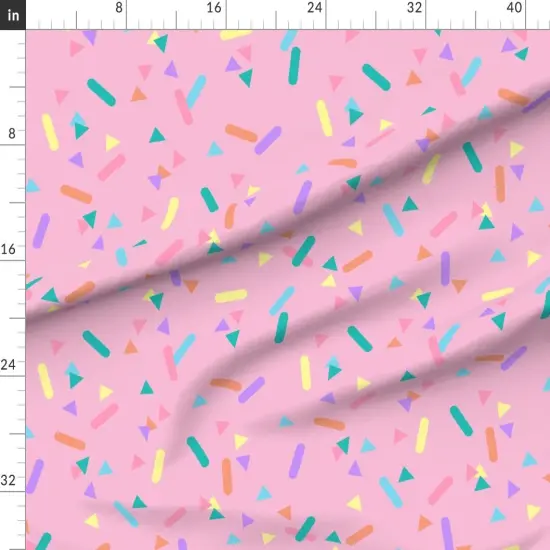 Various Fabrics by the Yard or Fat Quarter Pink Sprinkles Party 80S Colorful Pastel Shapes Bubblegum Kids Girl Custom Printed Fabric by Spoonflower {1}