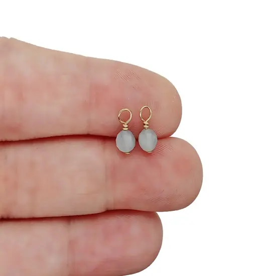 Tiny Aquamarine Charms with 14K Gold-Filled Wire, 2 pieces, Adorabilities {3}