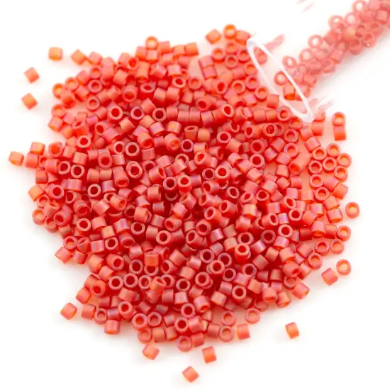 Miyuki Delica Seed Bead 11/0 Matte Transparent Cherry Red AB {1}
