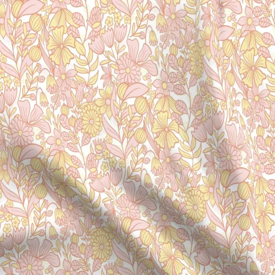 Various Fabrics by the Yard or Fat Quarter Romantic Floral Pastel Pink Yellow Feminine Cheerful Playful Delicate Custom Printed Fabric by Spoonflower {5}