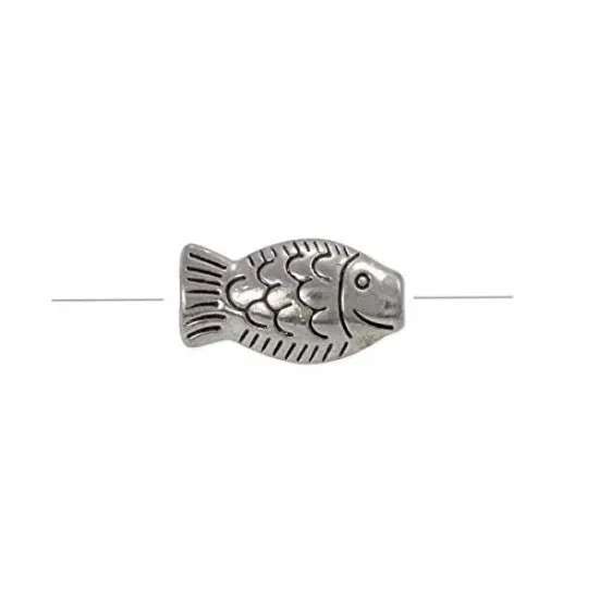 Fish Bead 17x10mm Pewter Antique Silver Plated {1}