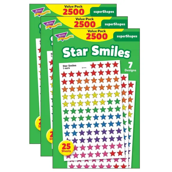 Star Smiles superShapes Stickers Value Pack, 2500 Per Pack, 3 Packs {1}