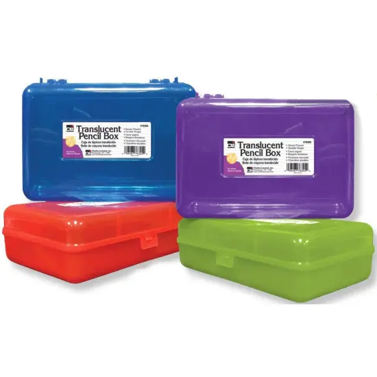 Translucent Pencil Boxes, Assorted Colors, Pack of 12 {4}