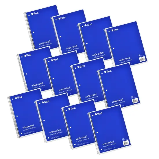 1-Subject Notebook, 70 Page, Wide Ruled, Blue, Pack of 12 {1}