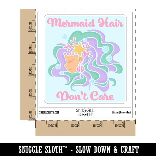 Mermaid Hair Don't Care Waterproof Vinyl Phone Tablet Laptop Water Bottle Sticker Set - 5 Pack {1}