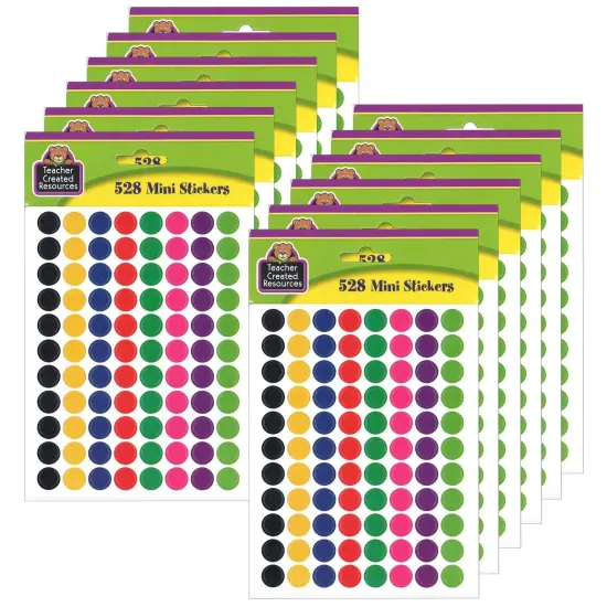 Colorful Circles Mini Stickers, 3/8" Diameter, 528 Per Pack, 12 Packs {1}