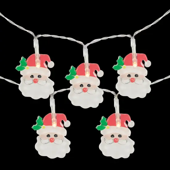 Northlight LED Micro Santa Claus Christmas Light Set - 8" Clear Wire - 10ct Red {4}